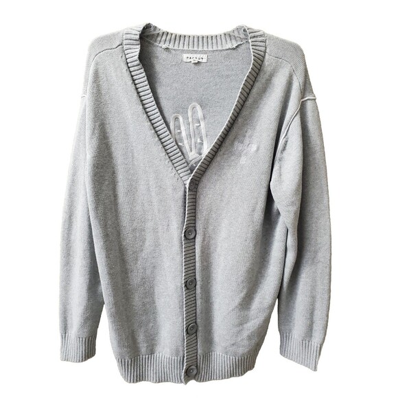 Pacsun Gray Cotton Peace "Love is all We Need" Embroidered Button-Up Cardigan M - Picture 1 of 8